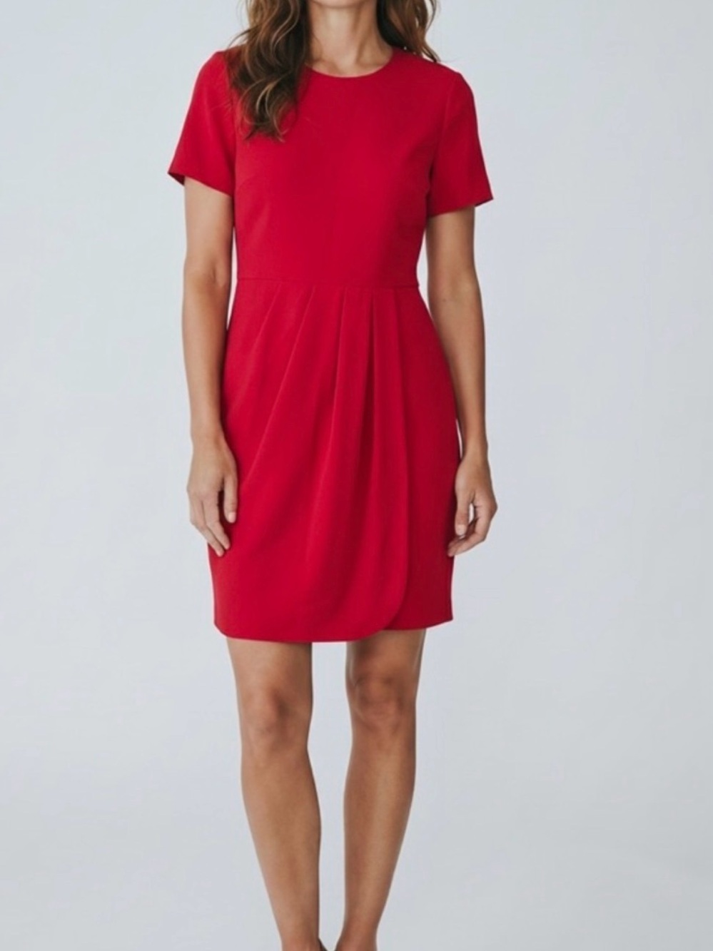 ClubMonaco Lynndayn Classic Short-Sleeve Red Shift Dress